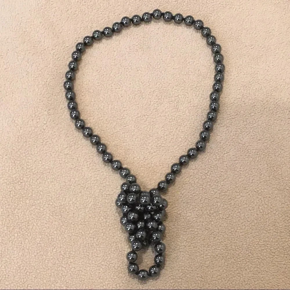 Vintage Hematite Necklace 32 Inches Long